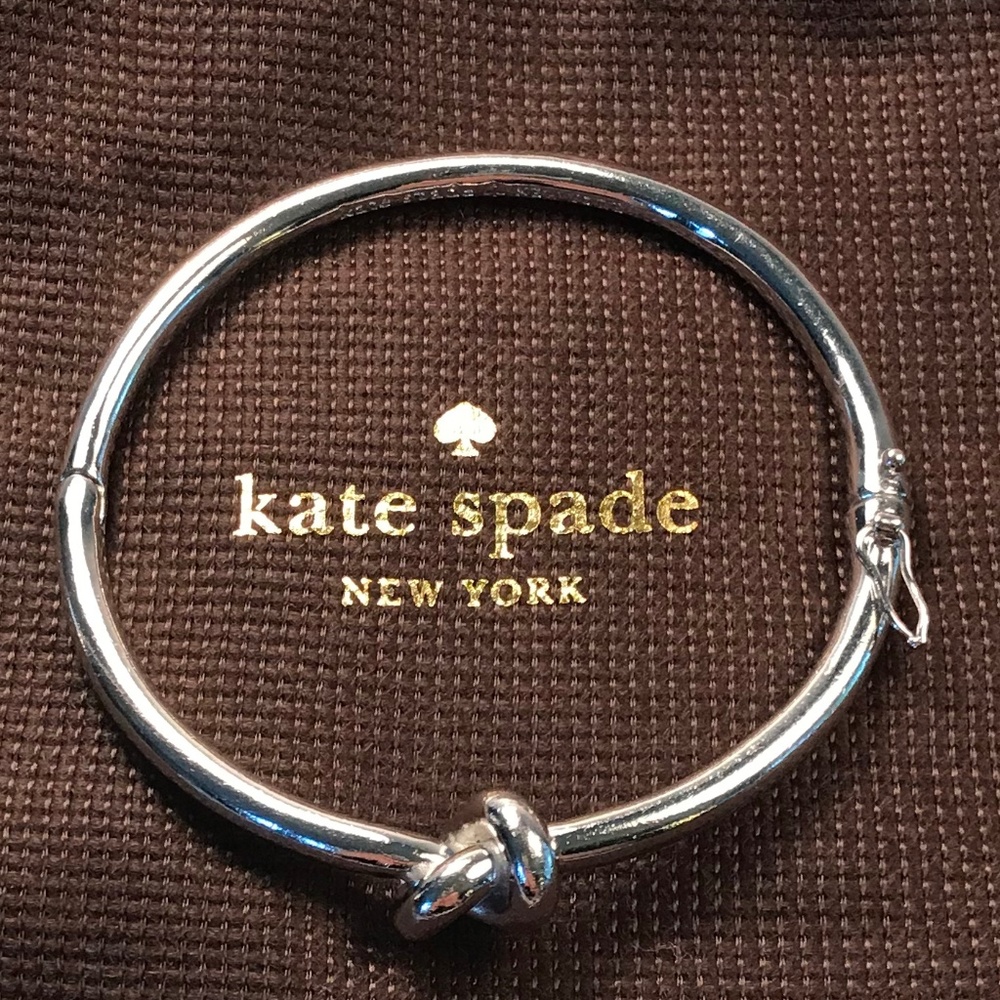 Authentic KATE SPADE silver bangle w/ bag
